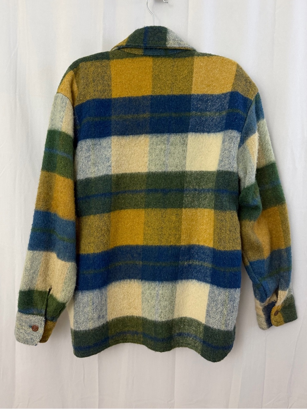Vintage Bud Berma CPO Green & Yellow Plaid Wool Shacket Mens Size Large - Picture 4 of 5